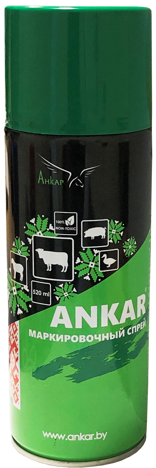 Краска-аэрозоль ANKAR для маркировки животных, цвет зеленый 520 мл.